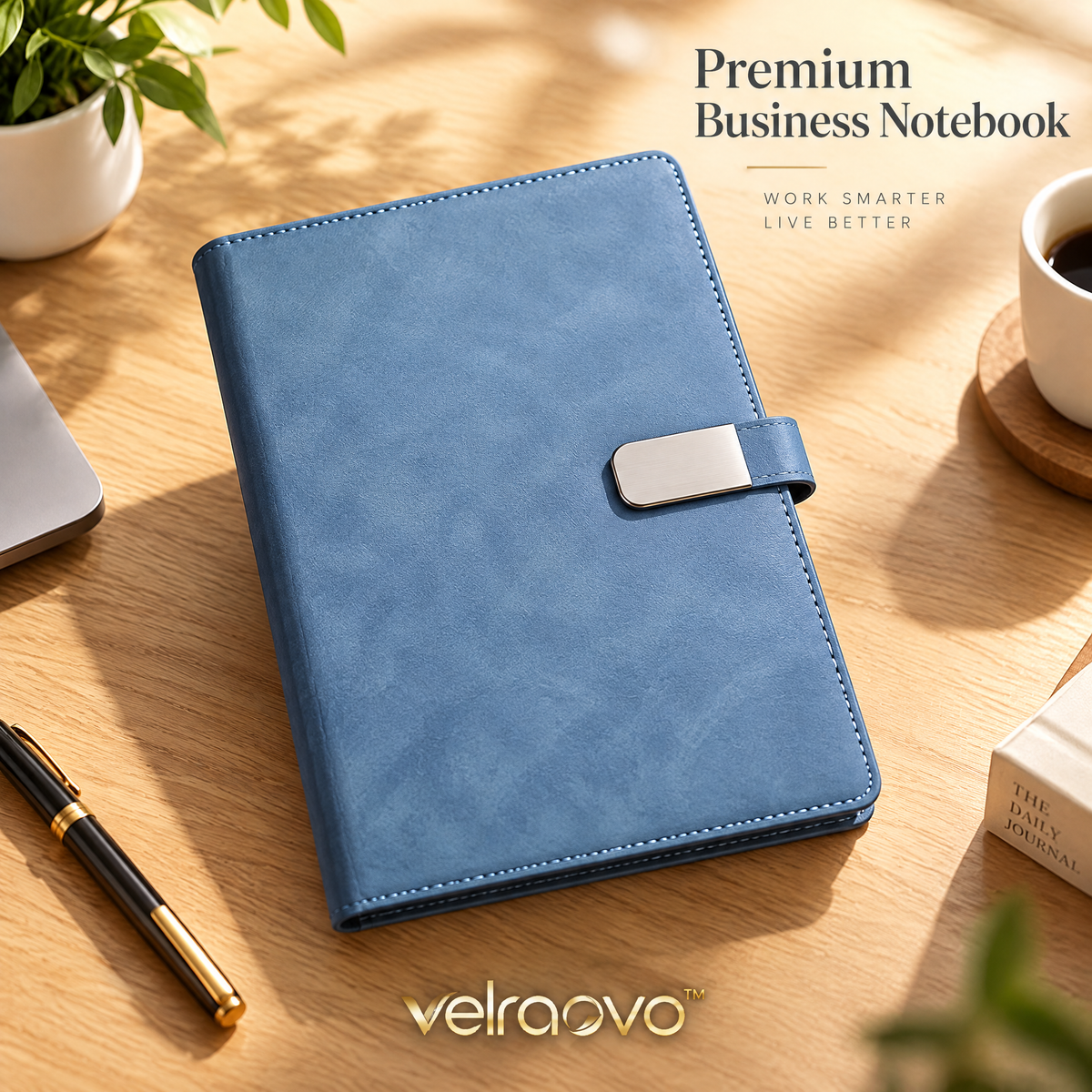 velraovo™ A5 Hardcover Journal - Soft Touch PU Leather Notebook with Elastic Closure, Ribbon Bookmark & Expandable Pocket, Thick No-Bleed Lined Paper for Office, School & Daily Planning (Classic Morandi Colors)