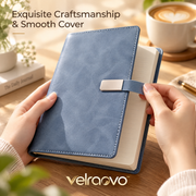 velraovo™ A5 Hardcover Journal - Soft Touch PU Leather Notebook with Elastic Closure, Ribbon Bookmark & Expandable Pocket, Thick No-Bleed Lined Paper for Office, School & Daily Planning (Classic Morandi Colors)
