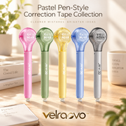 velraovo™ Pastel Pen-Style Correction Tape Set - 5 Pack Cute White Out Tape Dispensers, Tear-Resistant Smooth Apply Film Tape for School Supplies, Journaling & Office Desk Accessories