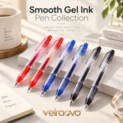 velraovo™ 0.5mm Fine Point Gel Ink Pens Set - Smooth Writing Quick Drying Black, Blue & Red Aesthetic Pens for Note-Taking, Math, Journaling & Office Stationery Supplies