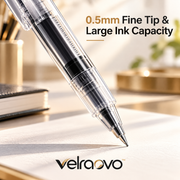 velraovo™ 0.5mm Fine Point Gel Ink Pens Set - Smooth Writing Quick Drying Black, Blue & Red Aesthetic Pens for Note-Taking, Math, Journaling & Office Stationery Supplies