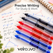 velraovo™ 0.5mm Fine Point Gel Ink Pens Set - Smooth Writing Quick Drying Black, Blue & Red Aesthetic Pens for Note-Taking, Math, Journaling & Office Stationery Supplies