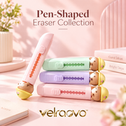 velraovo™ Retractable Pen-Shape Mechanical Eraser - Cute Kawaii Push-Style Eraser Tool with Refillable Core, Clean Erase Rubber for Sketching, Drafting & School Students