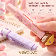 velraovo™ Retractable Pen-Shape Mechanical Eraser - Cute Kawaii Push-Style Eraser Tool with Refillable Core, Clean Erase Rubber for Sketching, Drafting & School Students
