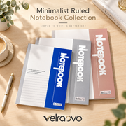 velraovo™ Minimalist Ruled Notebook Collection - A4, A5 & B5 Softcover Writing Journals with 8mm Lined Pages, Smooth Paper for School, Office Work & Daily Journaling (Classic Morandi Tone)