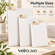 velraovo™ Minimalist Ruled Notebook Collection - A4, A5 & B5 Softcover Writing Journals with 8mm Lined Pages, Smooth Paper for School, Office Work & Daily Journaling (Classic Morandi Tone)
