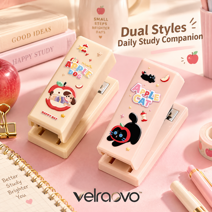 velraovo™ Cute Mini Stapler Set - Heavy-Duty Steel Internal Structure with 1000 Staples, Kawaii Animal Design Portable Stapler for School Supplies, Desk Accessories & Crafting