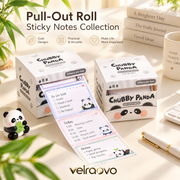 velraovo™ Pull-Out Roll Sticky Notes Dispenser Set - Chubby Panda Aesthetic Memo Pads, Self-Adhesive Tearable List Paper for To-Do Lists, Study Reminders & Office Organization