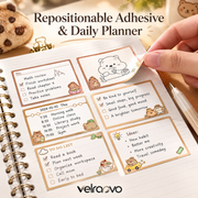 velraovo™ Pull-Out Roll Sticky Notes Dispenser Set - Chubby Panda Aesthetic Memo Pads, Self-Adhesive Tearable List Paper for To-Do Lists, Study Reminders & Office Organization