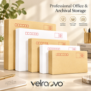 velraovo™ 100GSM Thick Kraft & White Envelopes Assortment - Heavy-Duty Business & Mailing Envelopes with Secure Gummed Seal for Letters, Invoices, Invitations & Document Storage