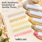 velraovo™ Morandi Dual-Tip Aesthetic Highlighters Set - 10 Pack Soft Color Mild Pastel Highlighter Pens with Chisel & Fine Tips, Smudge-Free No-Bleed Stationery for Bible, Journaling & Study